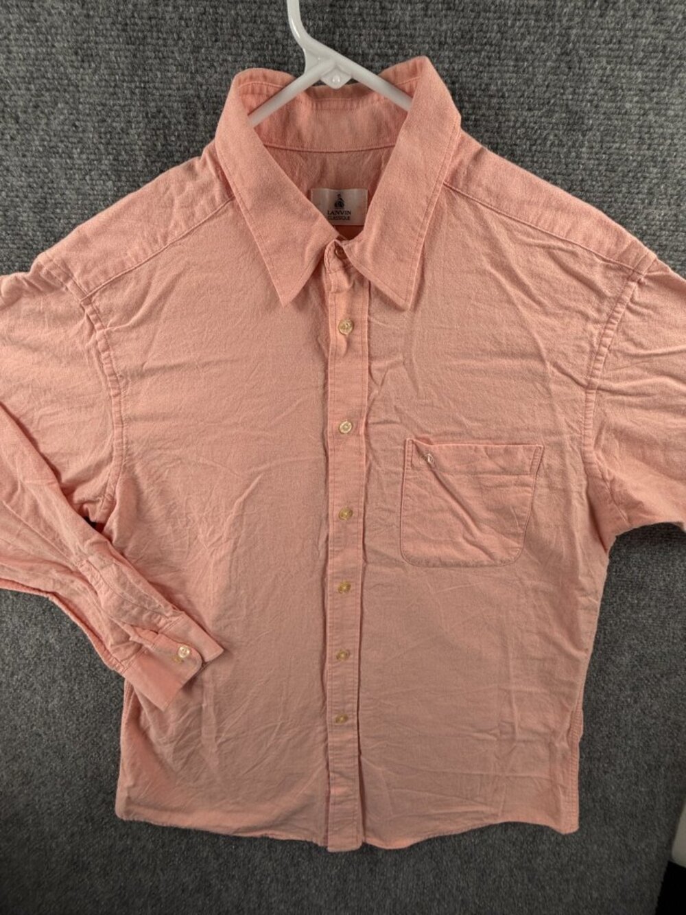 Lanvin Classique Orange Oxford Button Up Shirt Long Sleeve Men Size 100 (M/L)